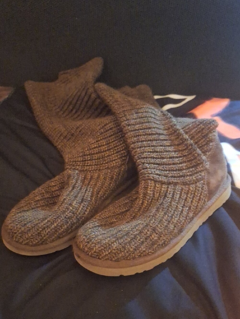 UGG Brown Knit Over-the-Knee Suede Boots
